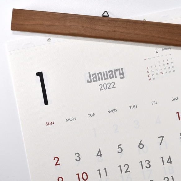 カレンダー 2024・木製壁掛けカレンダー（A3／ブラックチェリー） 4枚目の画像