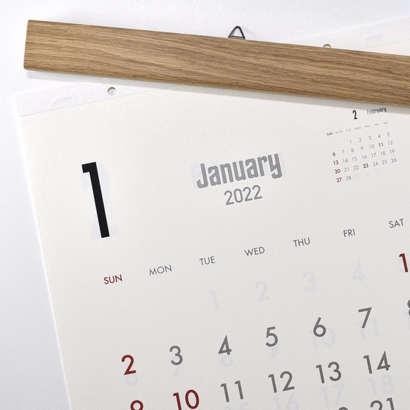 カレンダー 2024・木製壁掛けカレンダー（A3／オーク） 4枚目の画像
