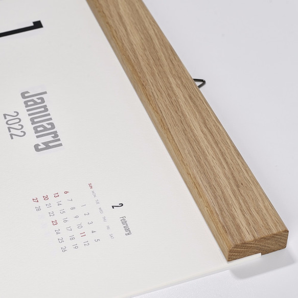 カレンダー 2024・木製壁掛けカレンダー（A3／オーク） 5枚目の画像