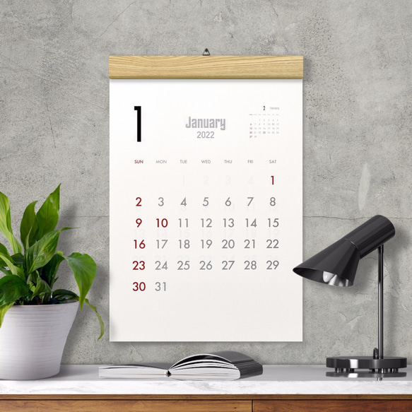 カレンダー 2024・木製壁掛けカレンダー（A3／タモ） 3枚目の画像