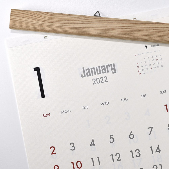 カレンダー 2024・木製壁掛けカレンダー（A3／タモ） 4枚目の画像