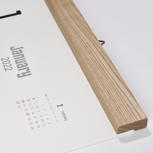 カレンダー 2024・木製壁掛けカレンダー（A3／タモ） 5枚目の画像