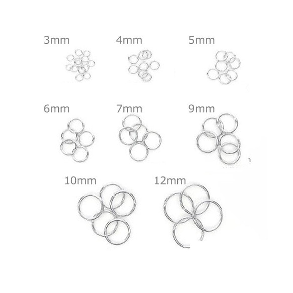 3mm 高品質 丸カン 本ロジウムコーティング 100点 2枚目の画像