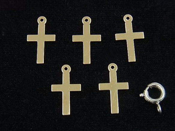 【5点セット】14KGFゴールドフィルド金張りクロス・十字架チャーム 4枚目の画像