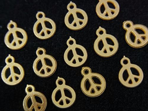【5点】14KGFゴールドフィルド金張り平和のシンボルピースマークデザインチャーム 1枚目の画像