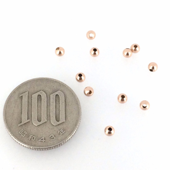 【10点セット3mm】14KGFゴールドフィルド金張りピンクゴールドラウンド 6枚目の画像