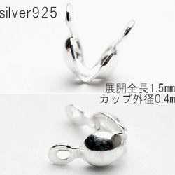【2粒】Silver925ロジウムシルバープレートボールチップ 2枚目の画像