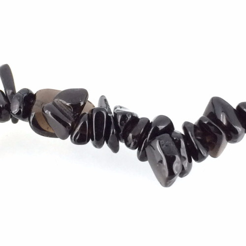 84cm】モリオン(黒水晶)穴あきさざれチップ天然石パワーストーンセット