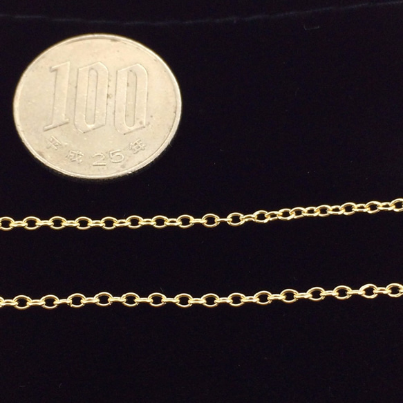 【幅1.3mm】14kgfゴールドフィルド金張り小豆チェーン 2枚目の画像