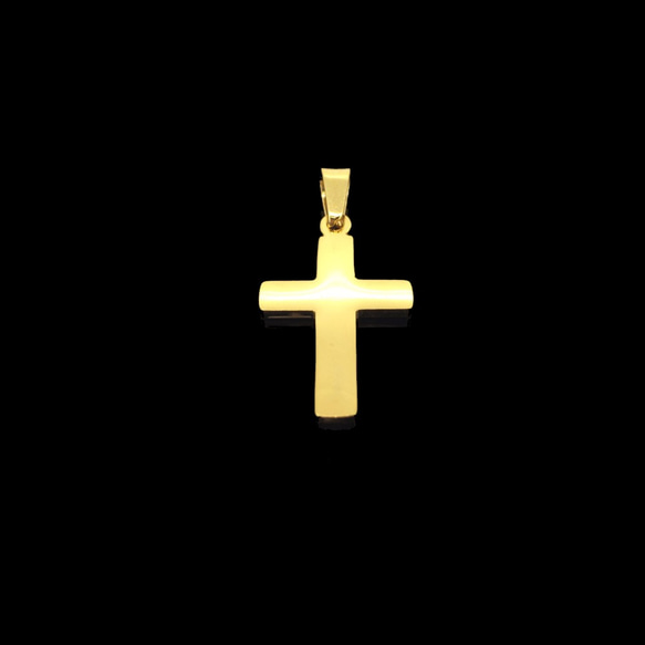 ※メッセージ刻印可能【1点】316Lサージカルステンレス製ゴールドカラークロス十字架カン付きチャーム 4枚目の画像