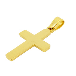 ※メッセージ刻印可能【1点】316Lサージカルステンレス製ゴールドカラークロス十字架カン付きチャーム 1枚目の画像