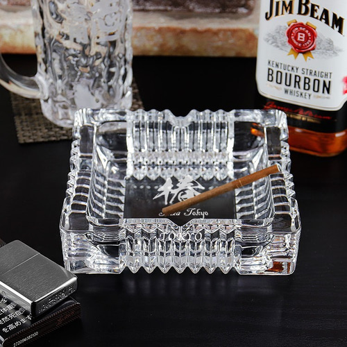 名入れ 灰皿 スクエア ソーダライムガラス その他インテリア雑貨