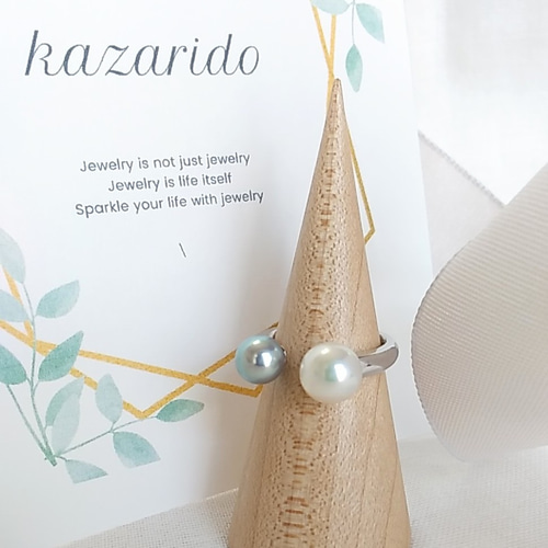 プラチナパールリング ホワイト＆グレー 指輪・リング kazarido