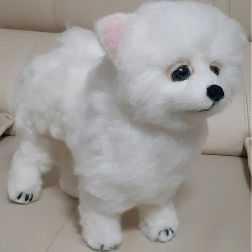 羊毛フェルト ポメラニアン ホワイト pucci＊羊毛フェルト