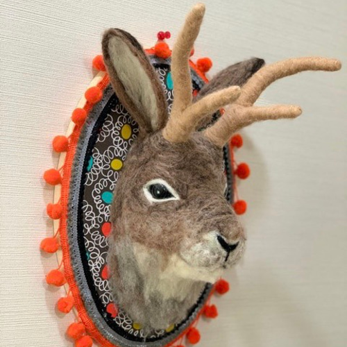 ジャッカロープ・壁掛け（オーダー品） 羊毛フェルト PECORA・DOLLY