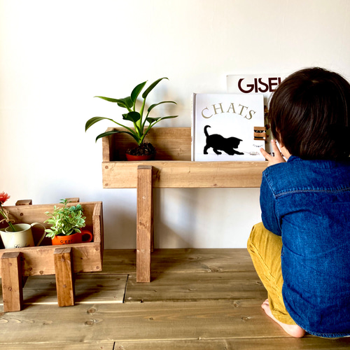 マガジンラック 本棚 木製 プランタースタンド ボックス型 観葉植物