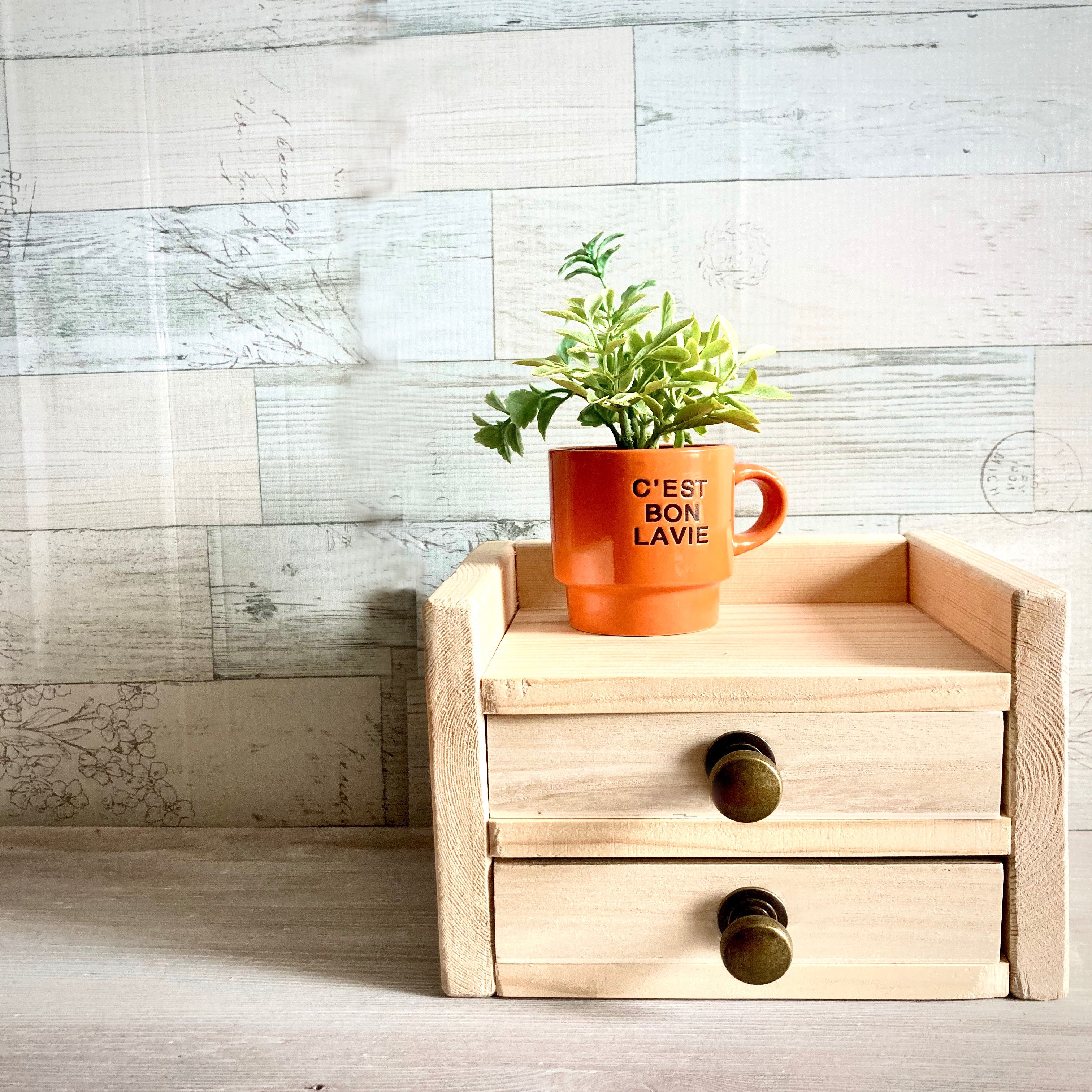 アクセサリー収納 にもなる　木製 2段 引き出し　ジュエリーケース ジュエリーボックス　レターケース　ナチュラル