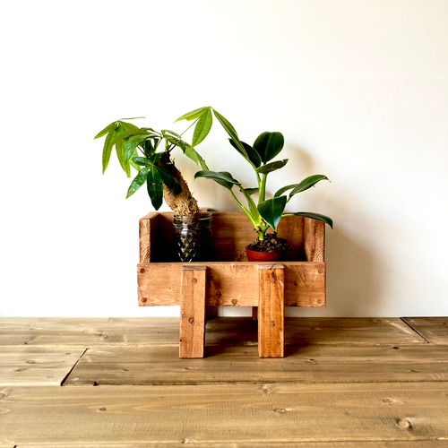 プランタースタンド マガジンラック としても使える 木製 ボックス型