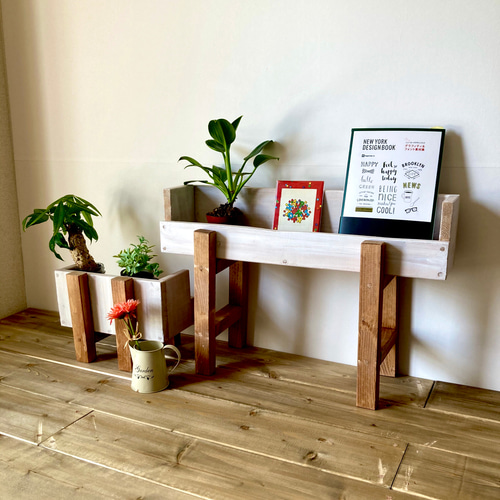 本棚 マガジンラックとしても使える プランタースタンド ボックス型