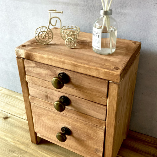 アクセサリー収納 木製 四つ脚3段 引き出し収納 ジュエリーケース