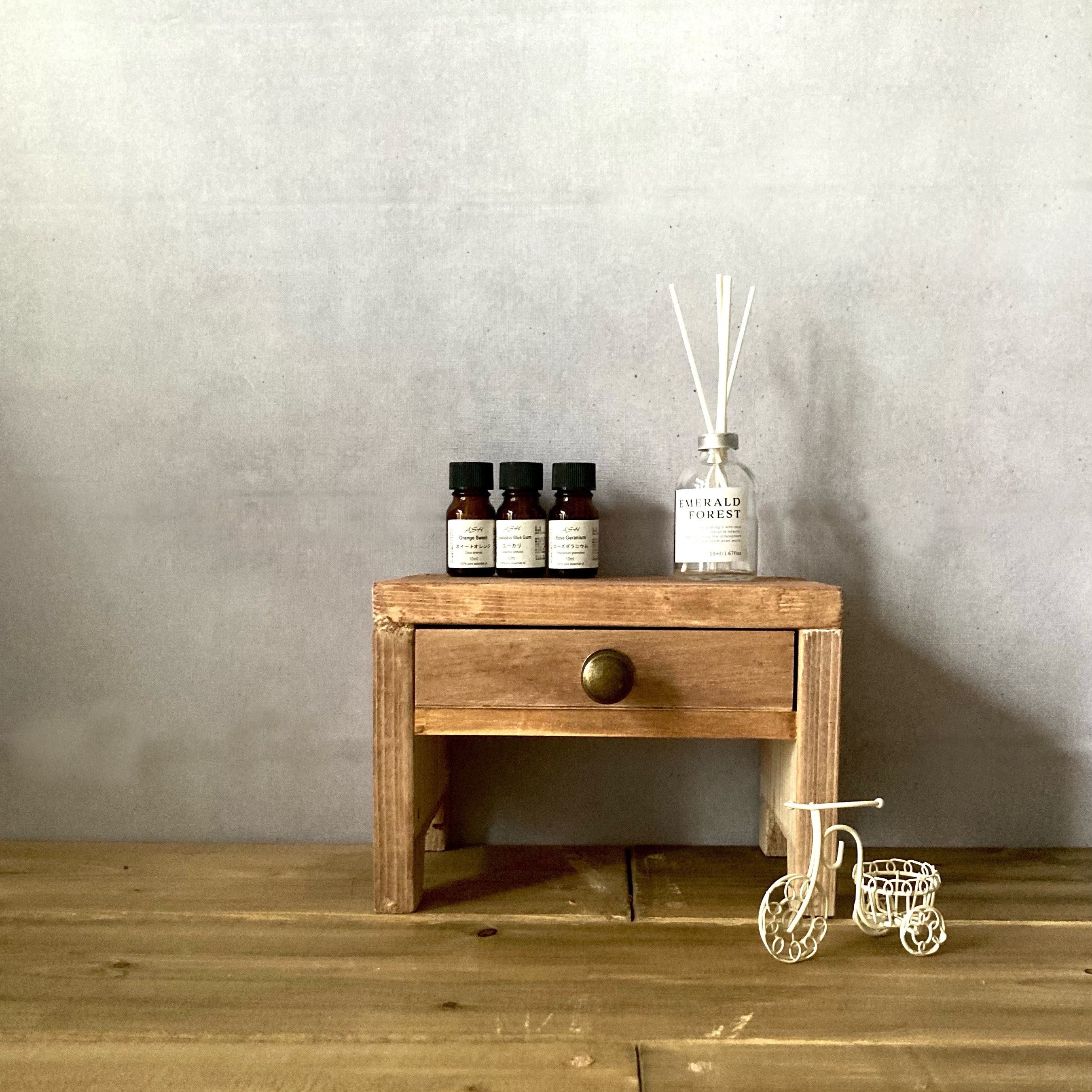 アクセサリーボックス アンティーク風 木製 四つ脚1段 引き出し