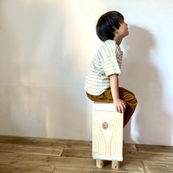 玄関ベンチ　木製 クッション スツール　ディスプレイラック 　【木部ダークブラウン　布ブラウンロング】 5枚目の画像