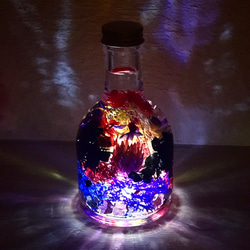 再販２*『花火の森』プリザーブドフラワーとクリスタルのメルヘンハーバリウムライト 1枚目の画像