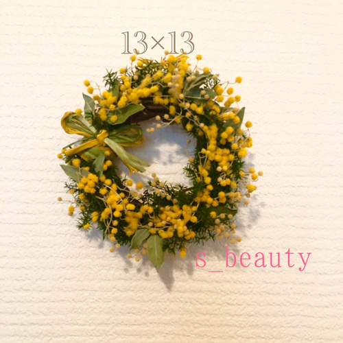 ミモザリース 13㎝ ドライフラワー その他素材 S_beauty 通販