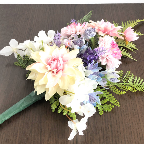 仏花 〜夏のお供え〜淡桃紫 ダリア&マム 3サイズ 1500円〜 アート