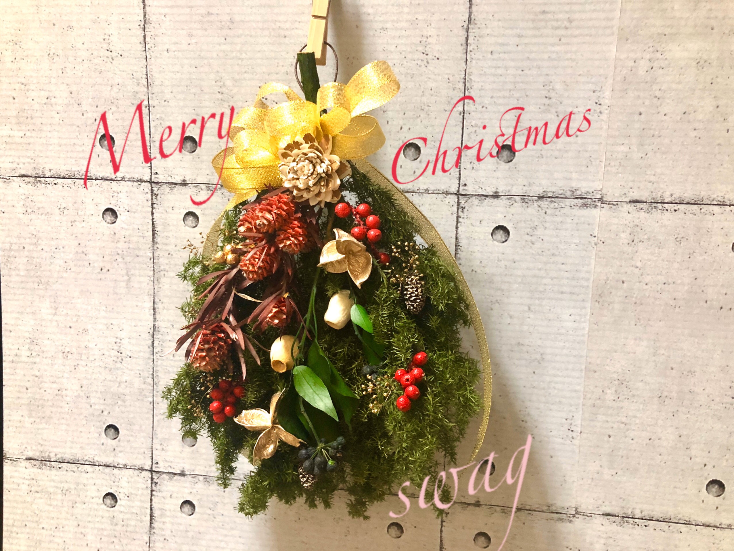 ☆クリスマススワッグ☆ ぷりざーブドフラワー スワッグ