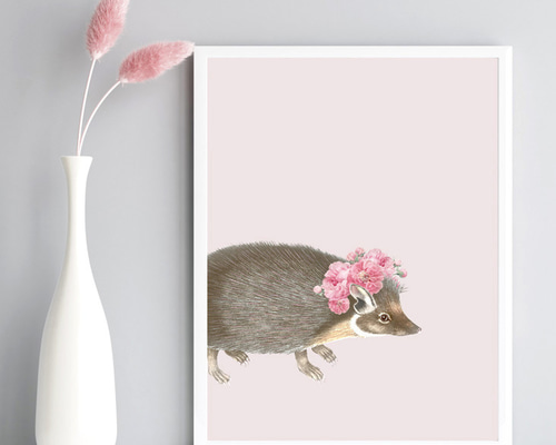 ハリネズミ アートポスター (32_hedgehog)｜北欧 インテリア イラスト