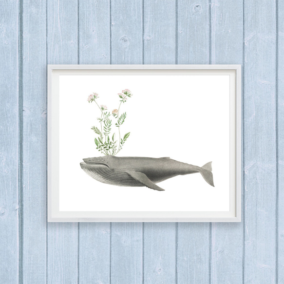 クジラ アートポスター (04_whale)｜北欧 インテリア イラスト 絵画 4枚目の画像