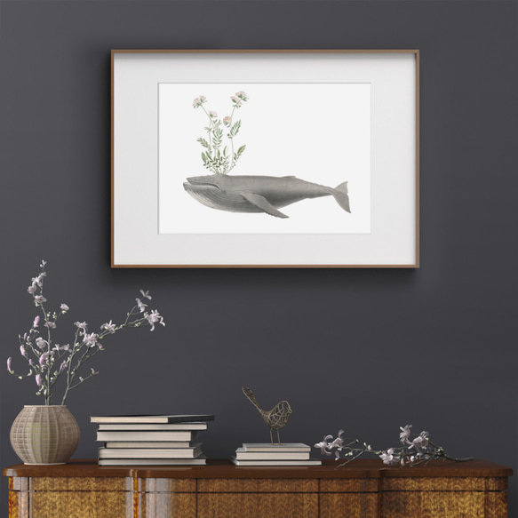 クジラ アートポスター (04_whale)｜北欧 インテリア イラスト 絵画 5枚目の画像
