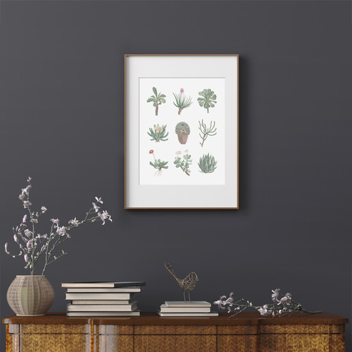 多肉植物 アートポスター (23_succulent)｜北欧 インテリア イラスト