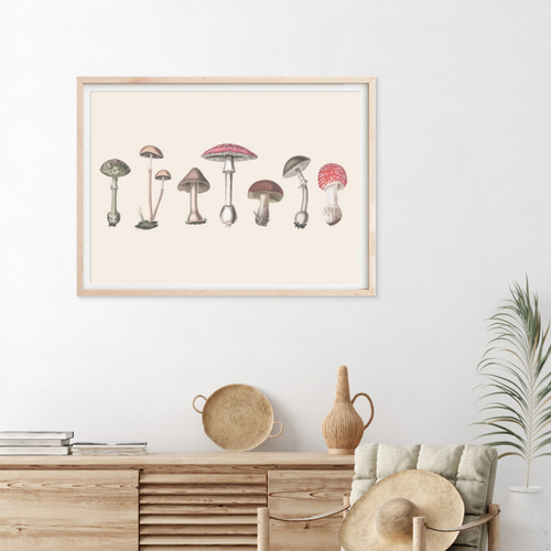 キノコ アートポスター (42_mushroom)｜北欧 インテリア イラスト 絵画