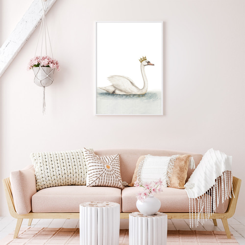 スワン アートポスター (43_swan)｜北欧 白鳥 インテリア イラスト