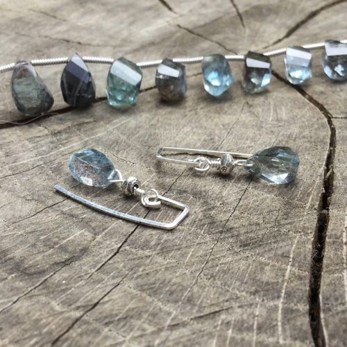 モスアクアマリンピアス（S）選べる石と素材 10x5x5mmサイズ【限定4  