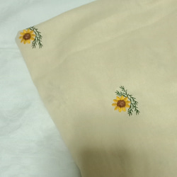麻100%生地 ひまわり刺繍 18cm×198cm　半幅帯 1_258265b8d4014ae37e38f95bdcca