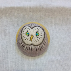 貓頭鷹手刺繍胸針(owl hand embroidery brooch) 第2張的照片