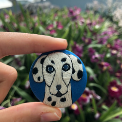 Dalmatian dog hand embroidery brooch 第1張的照片