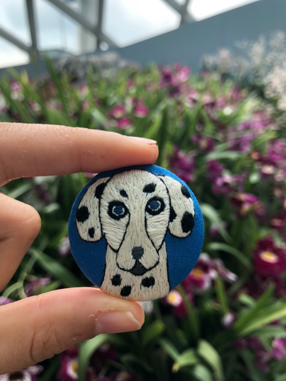 Dalmatian dog hand embroidery brooch 第1張的照片