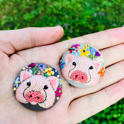 豬手刺繍胸針(pig hand embroidery pin brooch) 第5張的照片