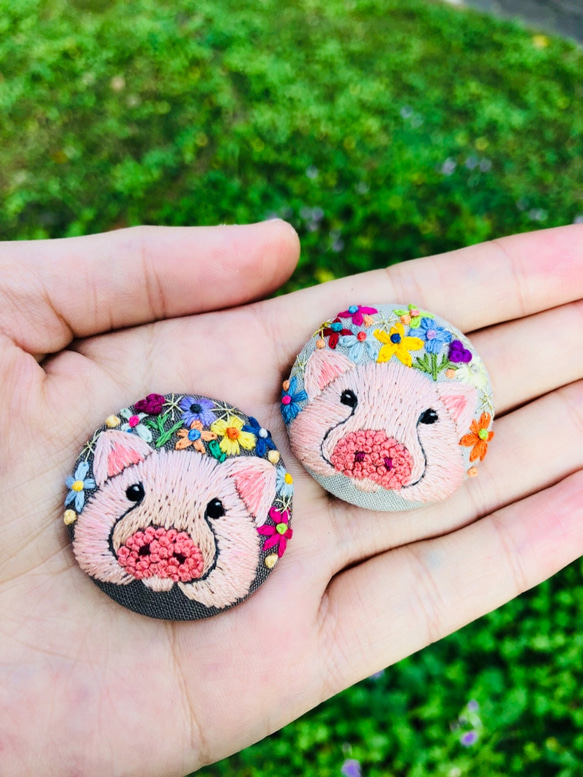 豬手刺繍胸針(pig hand embroidery pin brooch) 第5張的照片