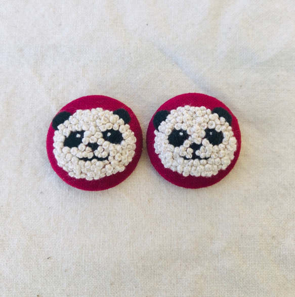 熊貓手工刺繡耳環動物耳環動物飾品MOCO MOCO 第2張的照片