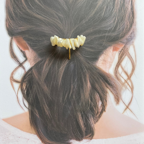 マザーオブパール(シェル) ポニーフック 天然石 ヘアーアクセサリー 