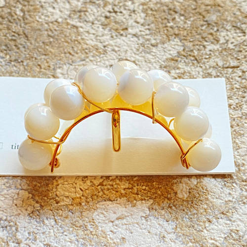 マザーオブパール ポニーフック 天然石 ヘアーアクセサリー ポニー 