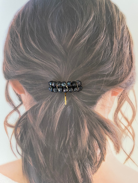 ６月誕生石　淡水パール　ポニーフック　天然石　ヘアーアクセサリー 3枚目の画像