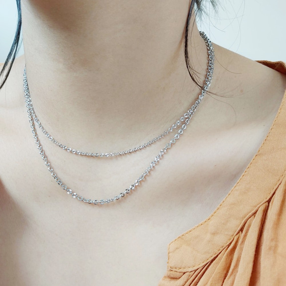 Oval cut chain necklace RN022 4枚目の画像