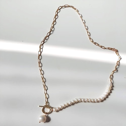 pearl× chain mix necklace RN027 5枚目の画像