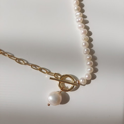 pearl× chain mix necklace RN027 6枚目の画像